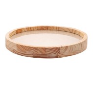 Bandeja 34cm Redonda De Madeira Com Sisal Pinus